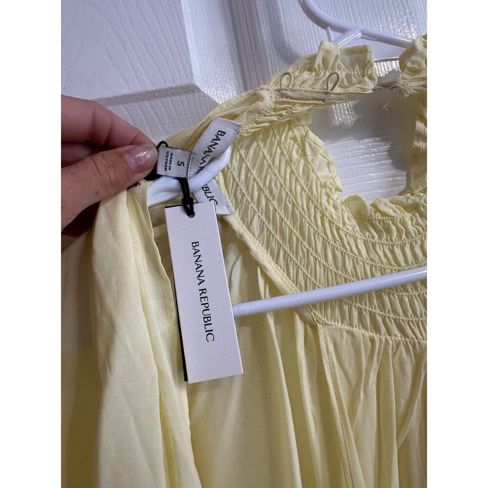Banana Republic NWT Stretch-Crepe Open Back Dress Sz S Butter Yellow-Dirt Spot - Picture 5 of 9